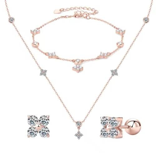 Flower-Shaped Jewelry Set Rose Gold