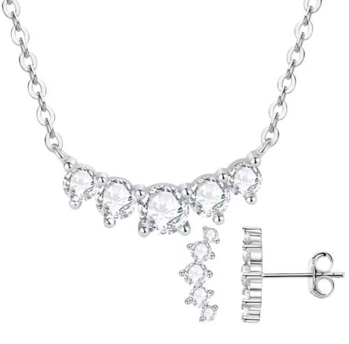 Five Stone Necklace & Earrings Set