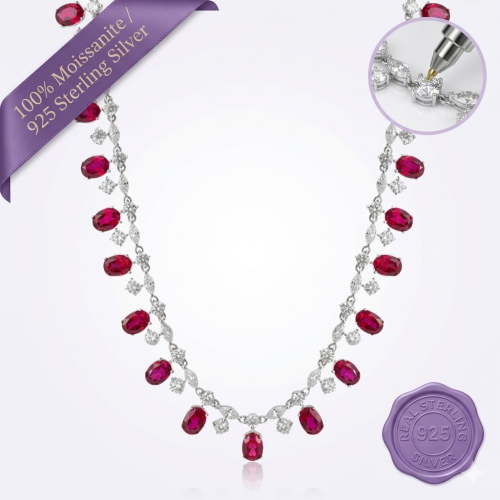 Red Ruby & Moissanite Necklace