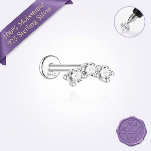 Triple Round Moissanite Cluster Stud