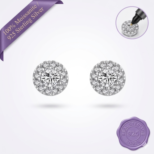 Double Moissanite Halo Studs