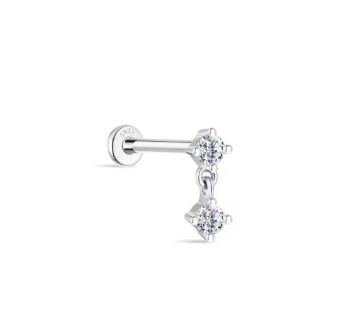 Double Drop Moissanite Stud