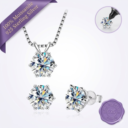 Round-Cut Jewelry Set Silver