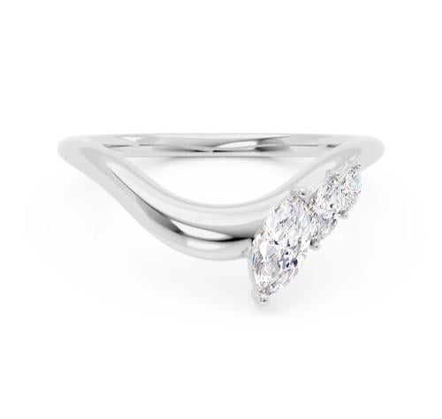 Curved band with marquise silver