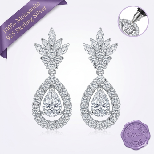 PEAR SHAPE MOISSANITE DROP EARRINGS