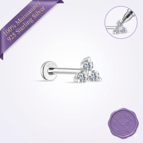 Three Glow Moissanite Stud