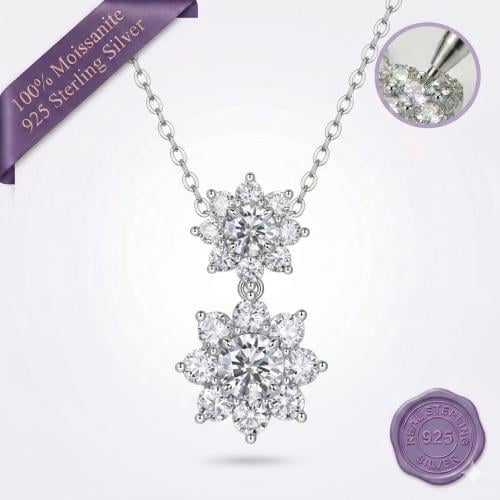 Twin Bloom Moissanite Necklace