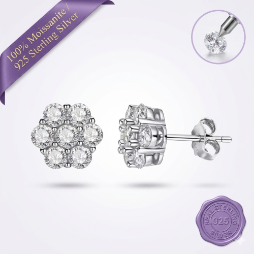Moissanite Flower Earrings