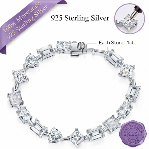 mixed cut Moissanite tennis