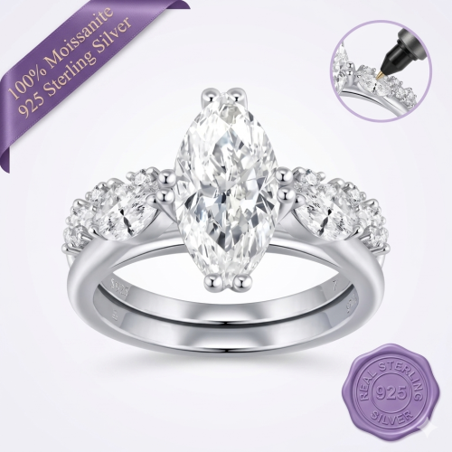 Marquise Three-Stone Moissanite Ring