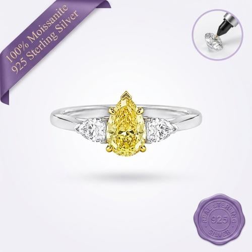 Fancy Yellow Pear Ring 1CT