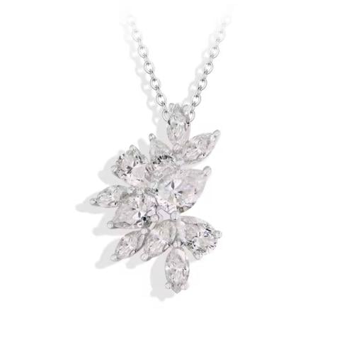 Luxury Silver Necklace Pear & Marquise Cuts