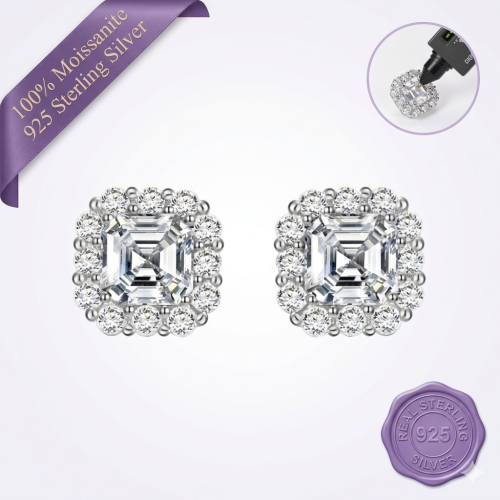 Asscher Moissanite Earrings