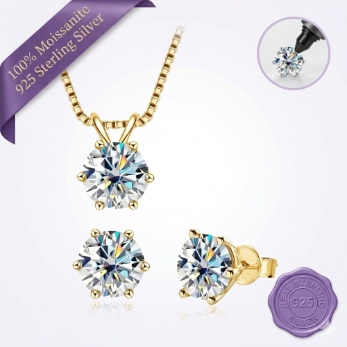 Round-Cut Jewelry Set Gold