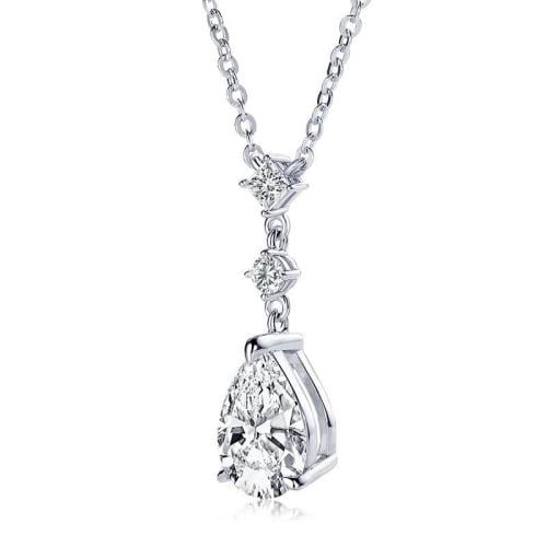 2.0CT Pear Cut Necklace Silver