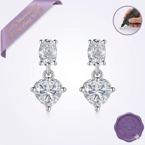 Oval to Heart Drop Earrings