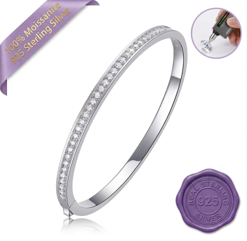 Silver Moissanite Bangle