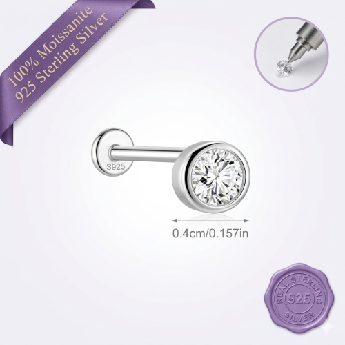Classic Round Bezel Moissanite Stud