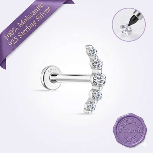 Curved Seven-Stone Moissanite Stud