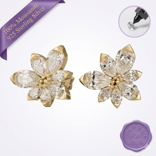 Floral Pear Cut Earrings