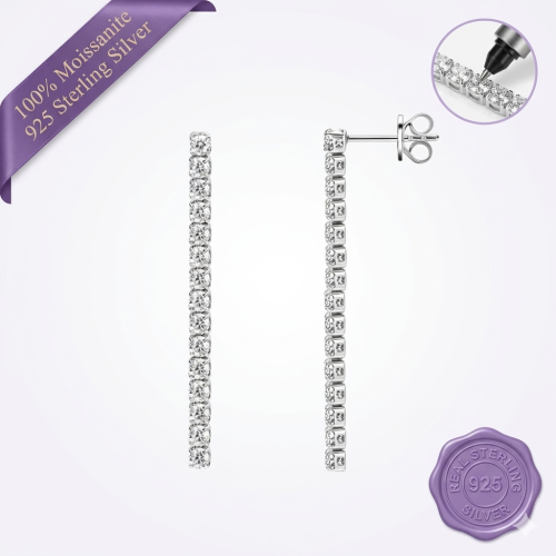 Elegant Moissanite Line Drop Earrings