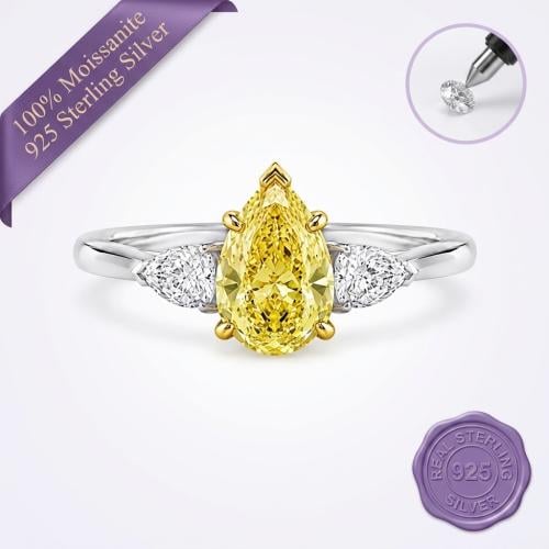 Fancy Yellow Pear Ring –2 CT