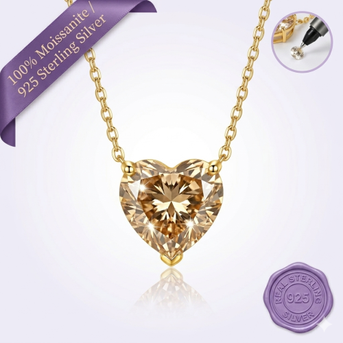 Love heart necklace gold 1ct