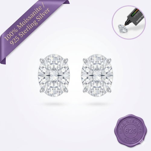 Classic Oval Moissanite Stud Earrings 0.5 Carat