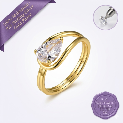 Modern Pear-Shaped Gold Ring