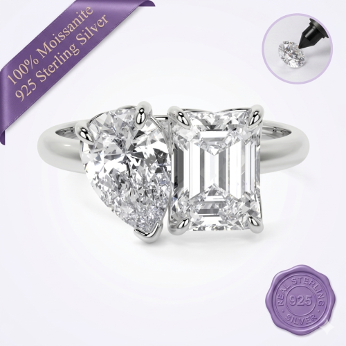 Emerald & Pear Two Stone