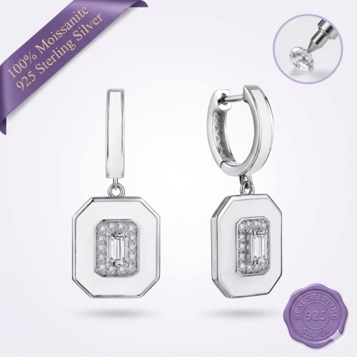 Emerald Octagon Halo Earrings