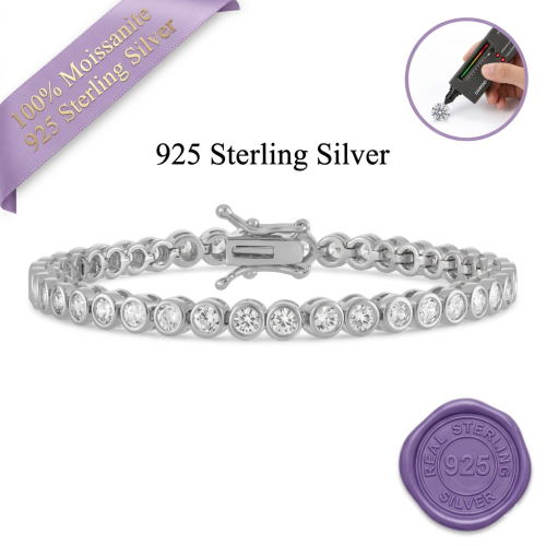 Silver Tennis Bracelet – Round Bubble Bezel