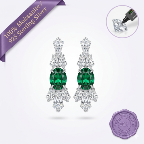 Emerald Drop Marquise Cluster Earrings