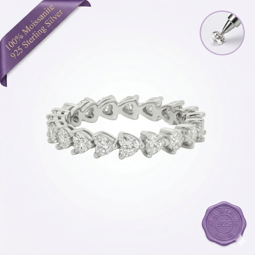 Full Moissanite Hearts Ring