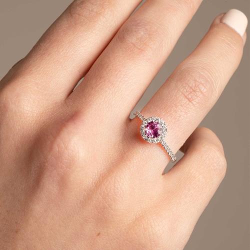 Gemstone Halo Ring