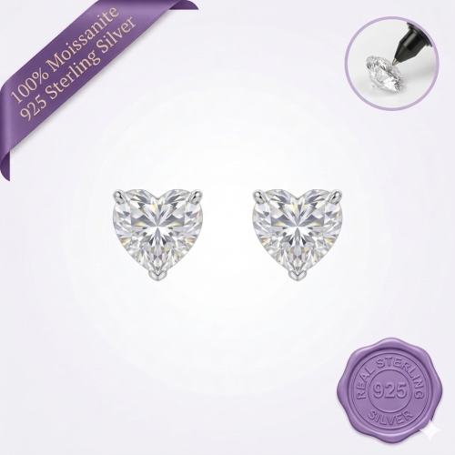 Classic Heart Moissanite Stud Earrings – 0.5 Carat