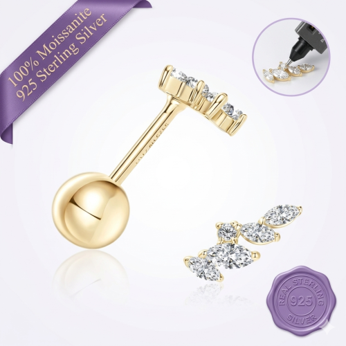 Gold Leaf Shape Stud Earring