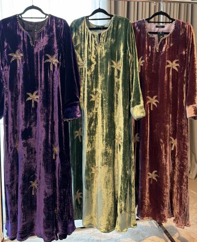 French velvet abayas with embroidery