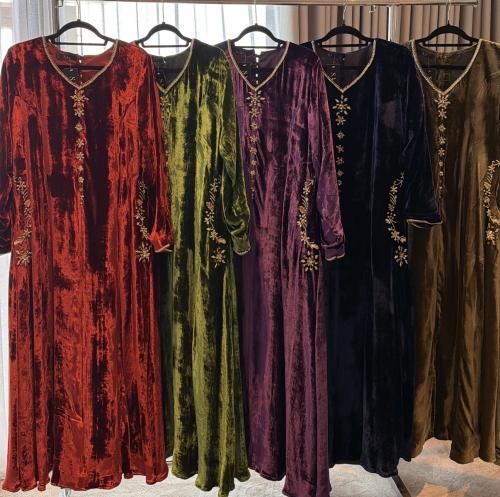 French velvet abayas with embroidery