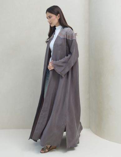 Washed Japanese silk abayas with hand embroidery