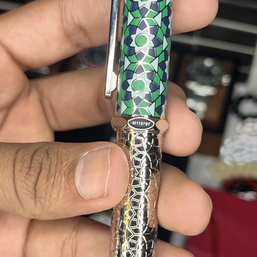 طقم ساعة كاسيو (اخصر ) دبل تايم وقلم كارتير