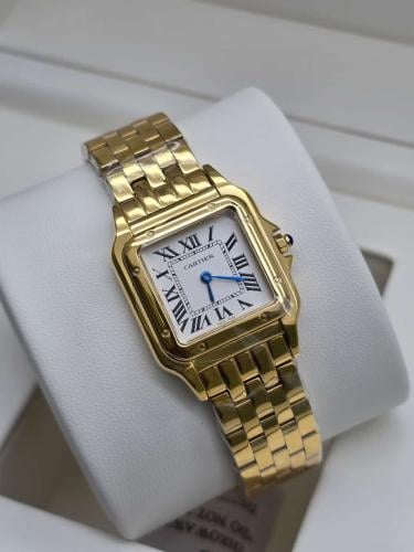 ساعة بانتثير دو كارتيه النسائية-ذهبي