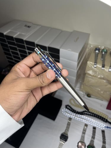 طقم ساعة كاسيو(كحلي) دبل تايم وقلم كارتير