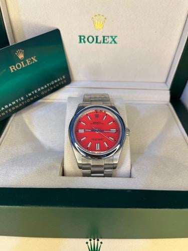 رولكس اويستر بربتشوال مينا احمر مقاس ٤١