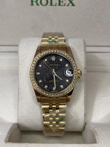 رولكس ديت جست نسائي مقاس ٣١ مم - سير ذهبي-مينا اسو...