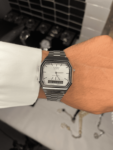 ساعة كاسيو دبل تايم ؟(ابيض)-تصميم الجوهرة