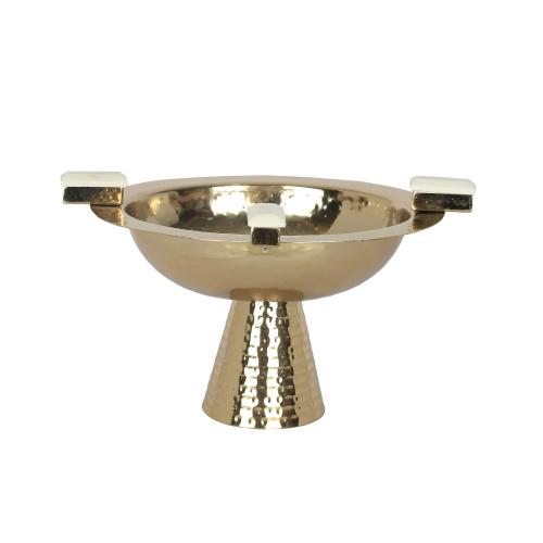 صحن تقديم ذهبي بيضاوي ديكور ابيض