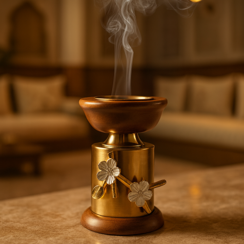مبخرة خشبي هندي ذهبي