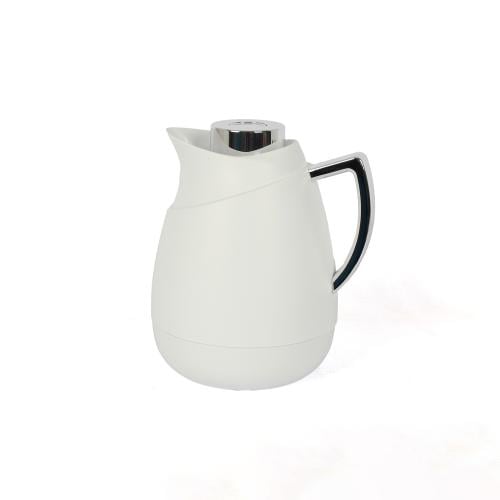 ترمس 1 لتر ابيض فضي سادة