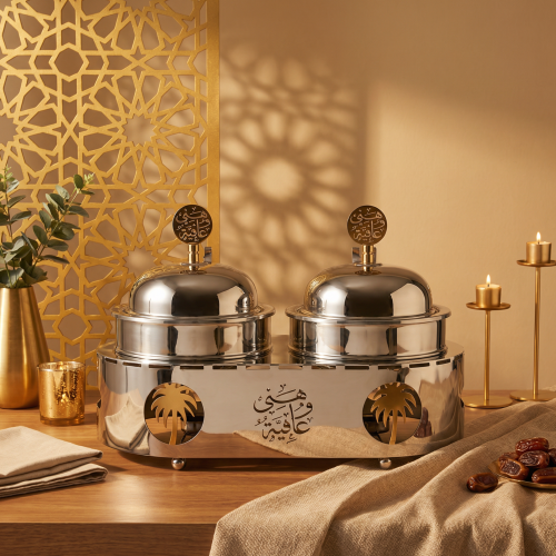 سخان طعام استيل ثنائي ذهبي هنى وعافية